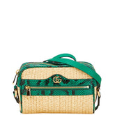グッチ GGマーモント パイソン ショルダーバッグ 574493 ベージュ グリーン ストロー レザー レディース GUCCI 【中古】